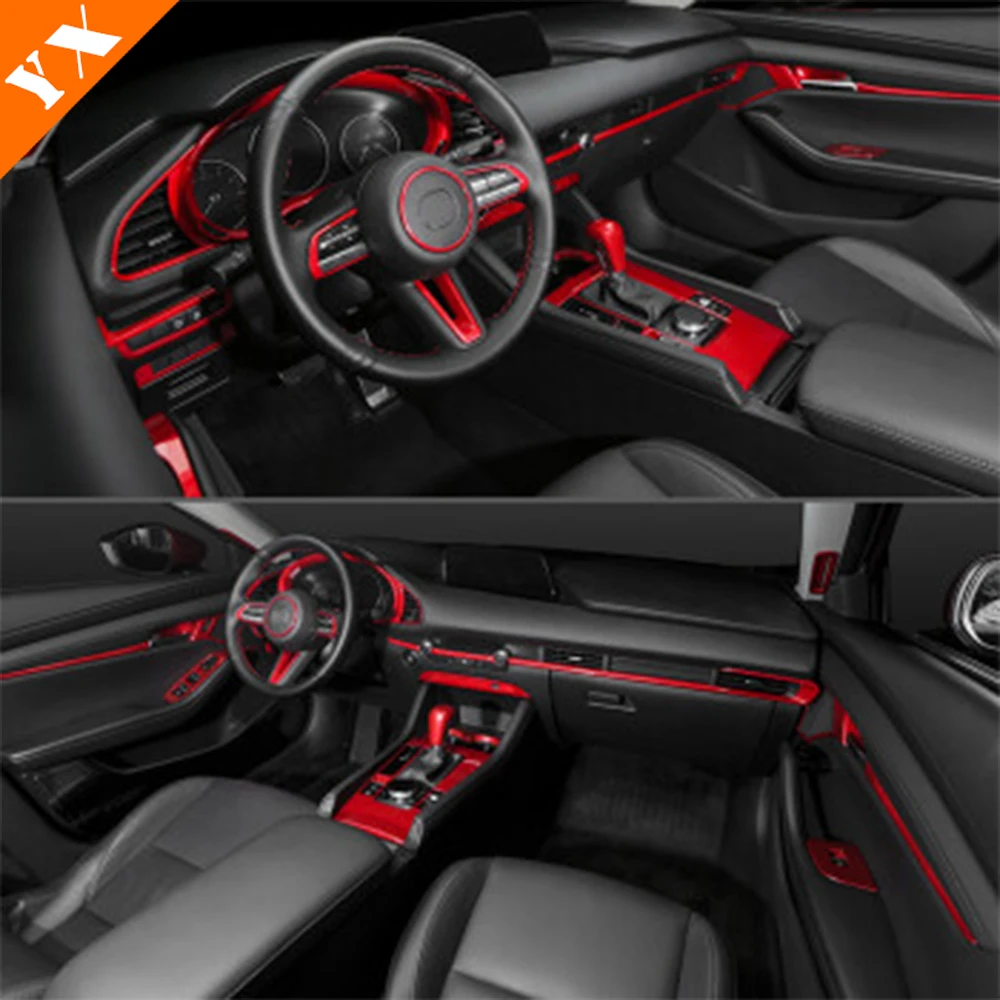 

Car Full Set Red Trim Interior Moulding Window Lift Center Console Panel Inner Handle For Mazda 3 AXELA 2019-2023 Accessories