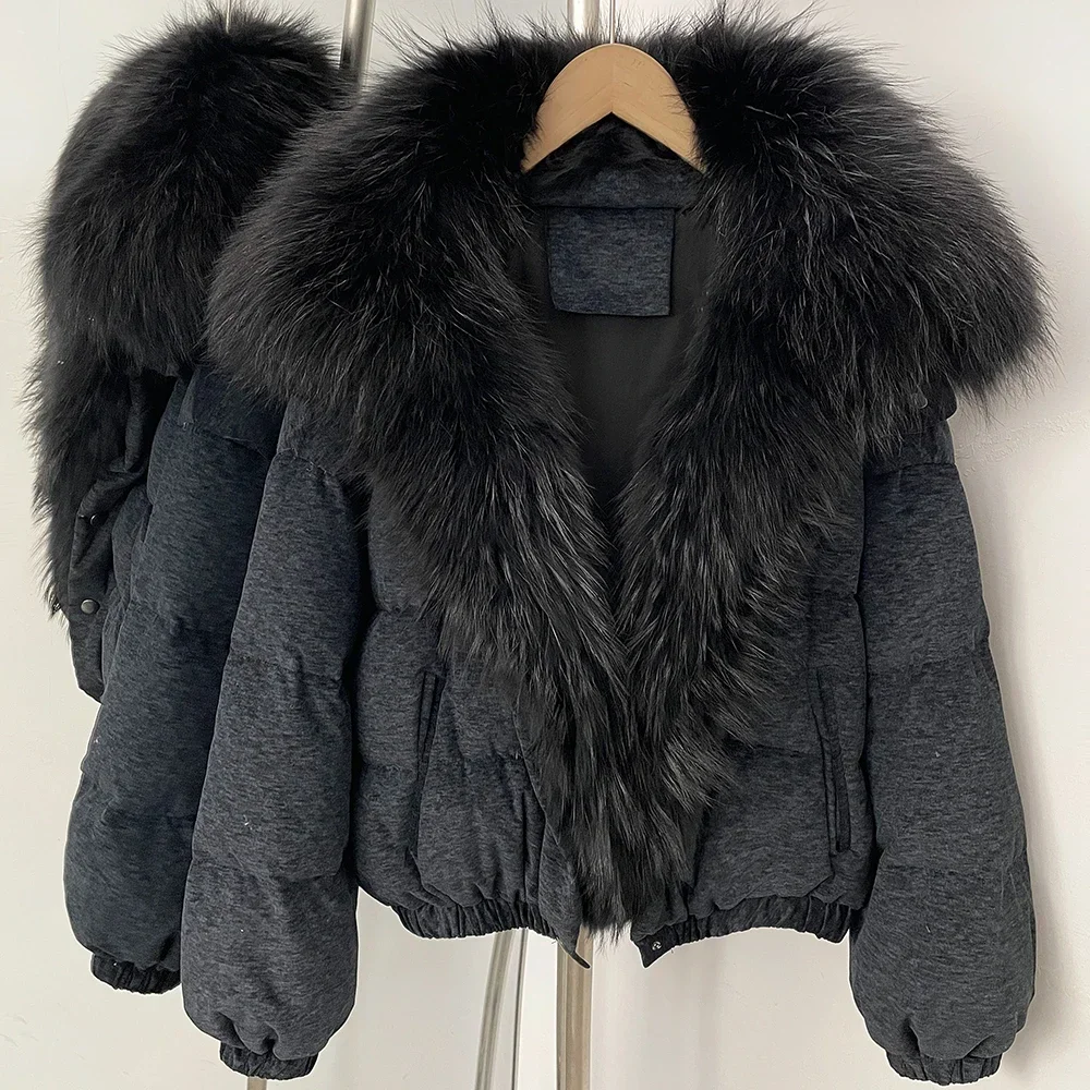 OFTBUY Neue Winter-Kurzjacke aus Baumwolle für Damen, Luxuriöser Echtfuchs-Pelz, Daunenjacke, Modische Warme Naturpelz-Pufferjacke – Detail 16