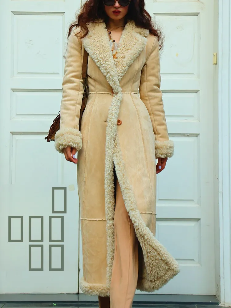 

Original Leather Fur Inteated n Long Thiened Slim Fit Coat Luxury Women's Winter Faion Woolen Coat Warm Cozy