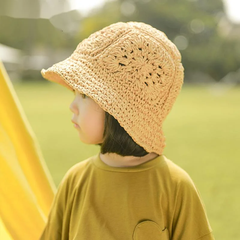 2024 Children's Straw Hat Summer Trendy Style for Boys and Girls Going Out for Sports Sunshade Hat Fresh Sunscreen Straw