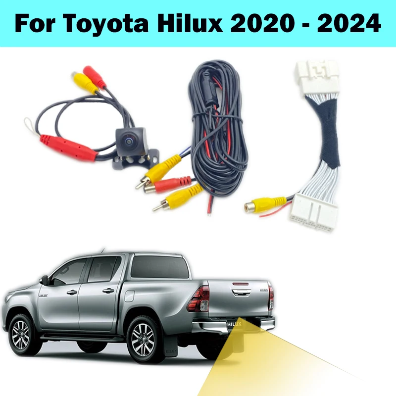 HICAMRUI Reverse Backup Camera Kit for Toyota Hilux 2020 2021 2022 2023 2024 OEM Stereo to Add Reverse Camera