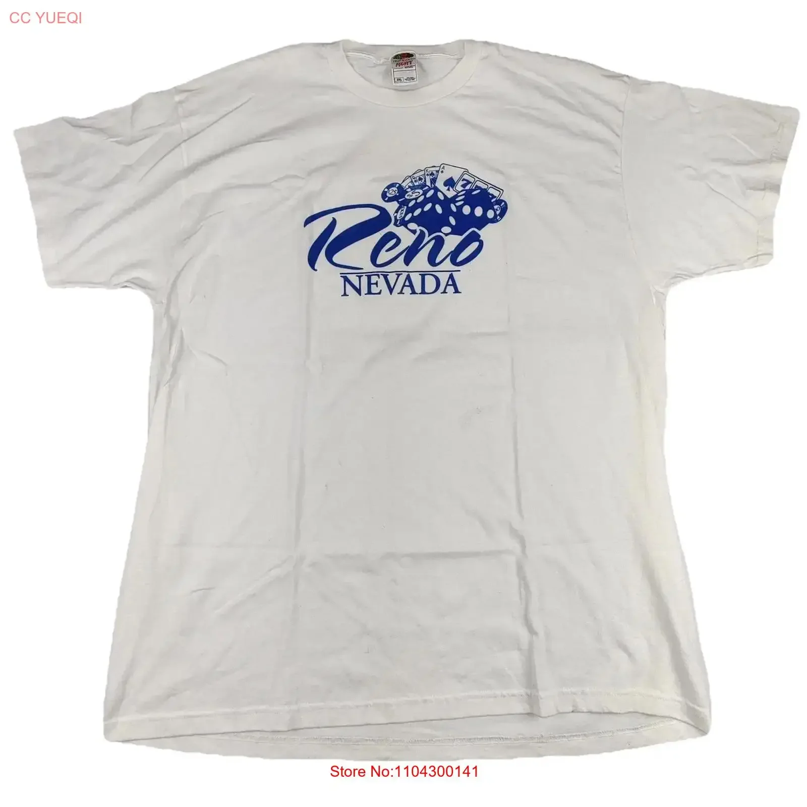 Fruit Of The Loom T Shirt Mens 2XL White Reno Nevada Casino Souvenir long or short sleeves vintage Washed Soft Breathable