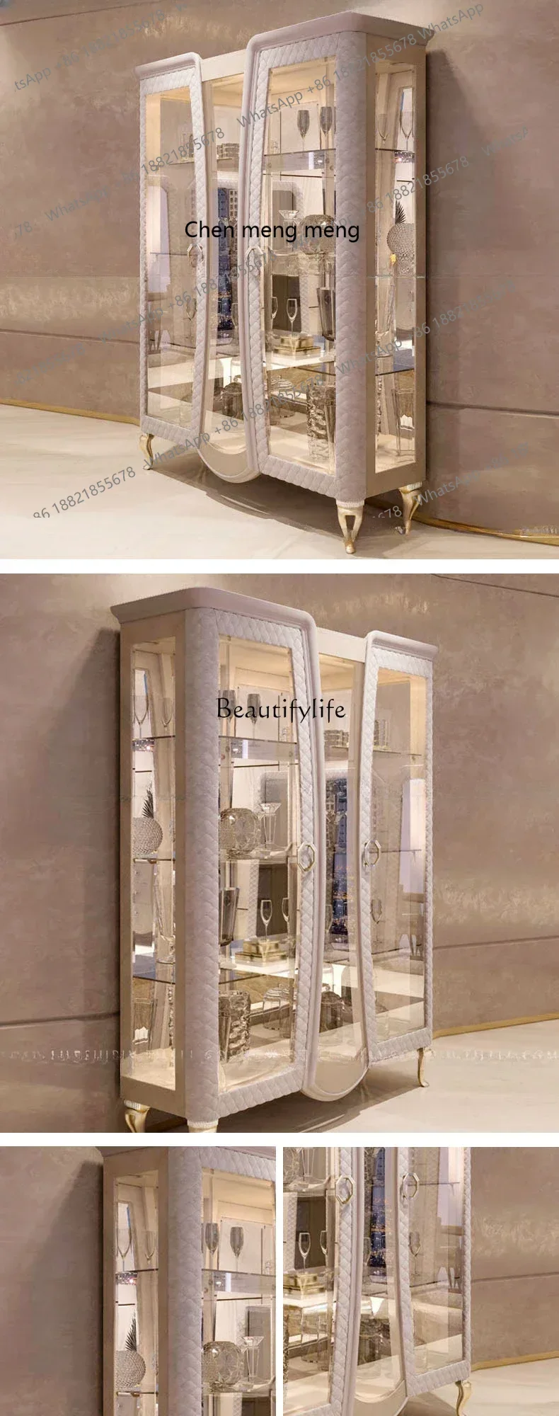 xzzItalian Minimalist Glass Door Display Wine Cabinet Hong Kong-Style Light Luxury Wine Rack Display Cabinet