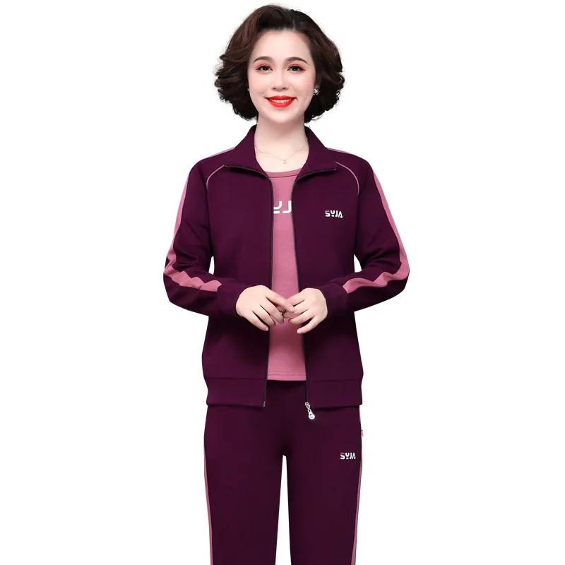 

5XL Autumn Winter Women Sportswear Tracksuit Outfits Casual Set Cotton Jacket+pant+sweatshirt Running Jogger Fitness Workout Set