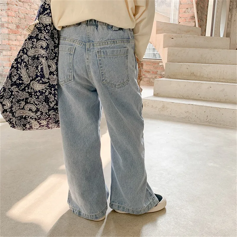 2-8T Jeans for Girls Toddler Kid Clothes Split Denim Pants Elegant Fashion Streetwear Infant Childrens Trousers Outfit