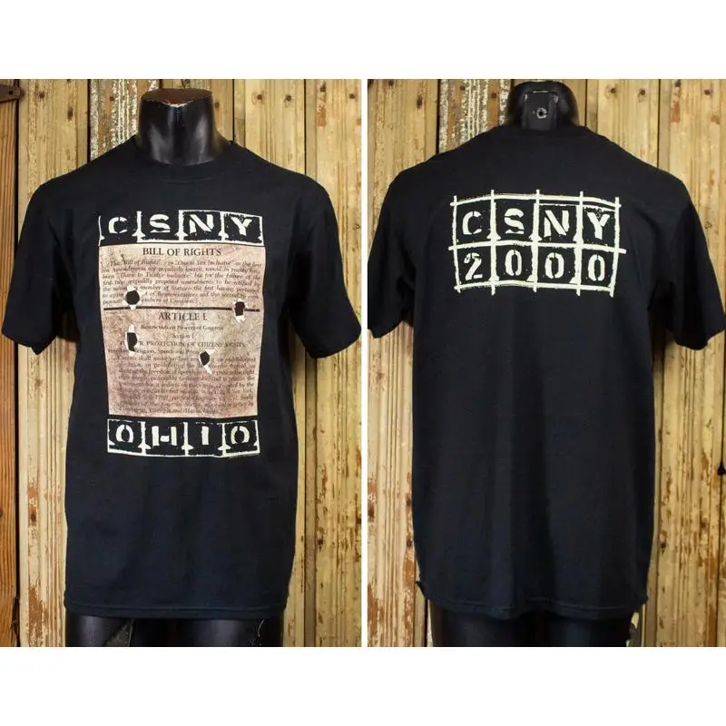 

Винтажная футболка Crosby Stills Nash and Young Ohio Concert 2000, черная