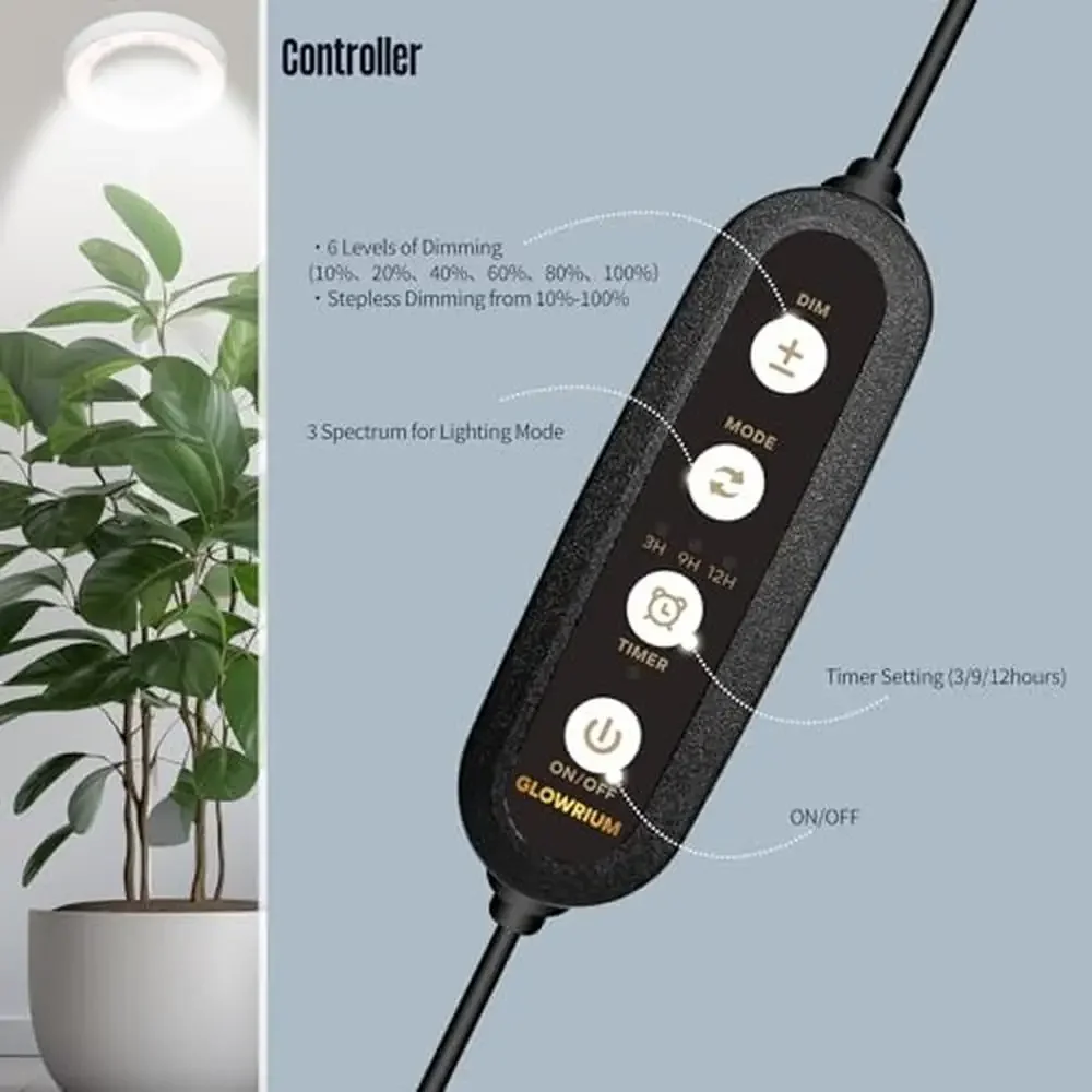 Soporte de luz LED para crecimiento de plantas de espectro completo de 40W, temporizador de altura ajustable, luz para plantas BlackADC de interior de 3/9/12 horas 360 °   Girevole