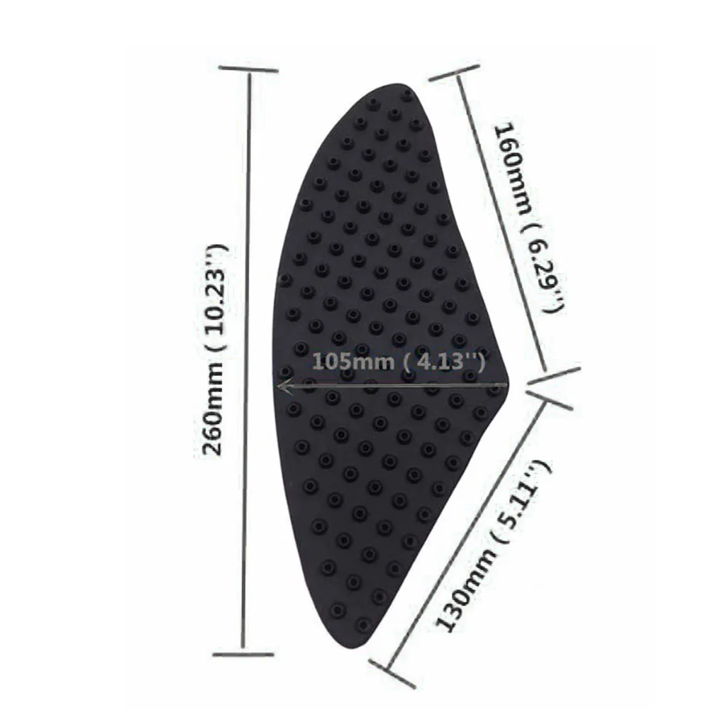 Rubber Fuel Tank Sticker for Motorcycles 12x12x1cm Black Improves Lateral Traction and Knee for contact Performance
