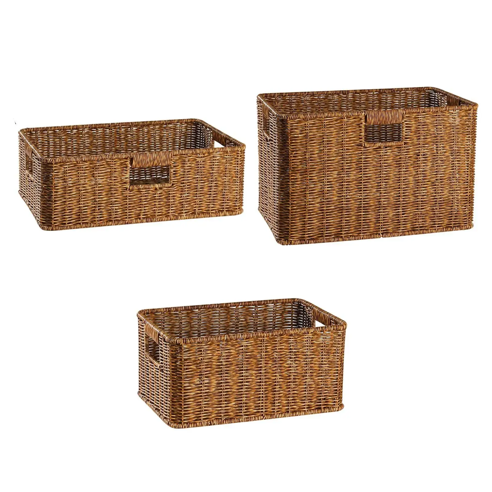 

Rectangular Hand Basket Built in Handles Sturdy Storing Snacks,