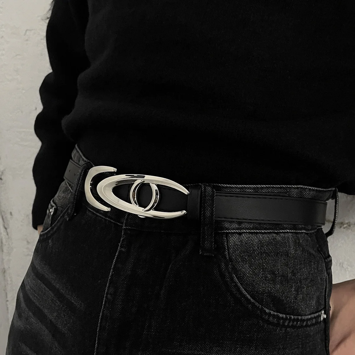 Новый тренд, ремни унисекс, подвижный металлический ремень с геометрической формой, пряжка в виде рыбьей кости, дизайнерский черный ремень в стиле панк, пара брюк, джинсы, юбки, костюмы