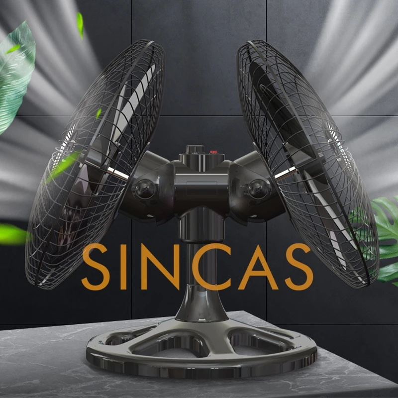 

Двойная головка 360° ° Поворотный напольный вентилятор Мощное двухстороннее промышленное охлаждение для коммерческих кухонь, пищевых киосков, мастерских