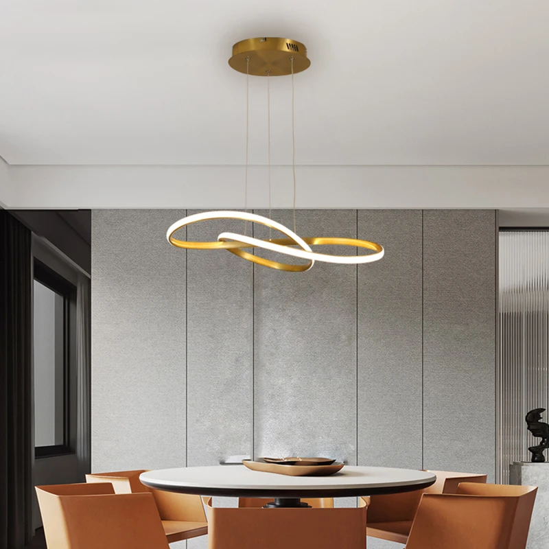 Dining Room Lamp Modern Minimalism Hotel Dining Room Bar LED Pendant Lamp Nordic Designer Loft Bedroom Ring Chandelier Lighting