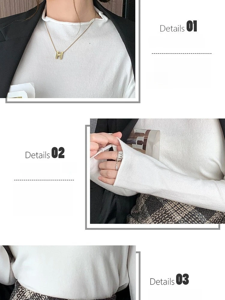 2026 женские футболки больших размеров, однотонная водолазка, универсальный простой базовый слой, весенняя новая модная повседневная футболка с длинным рукавом