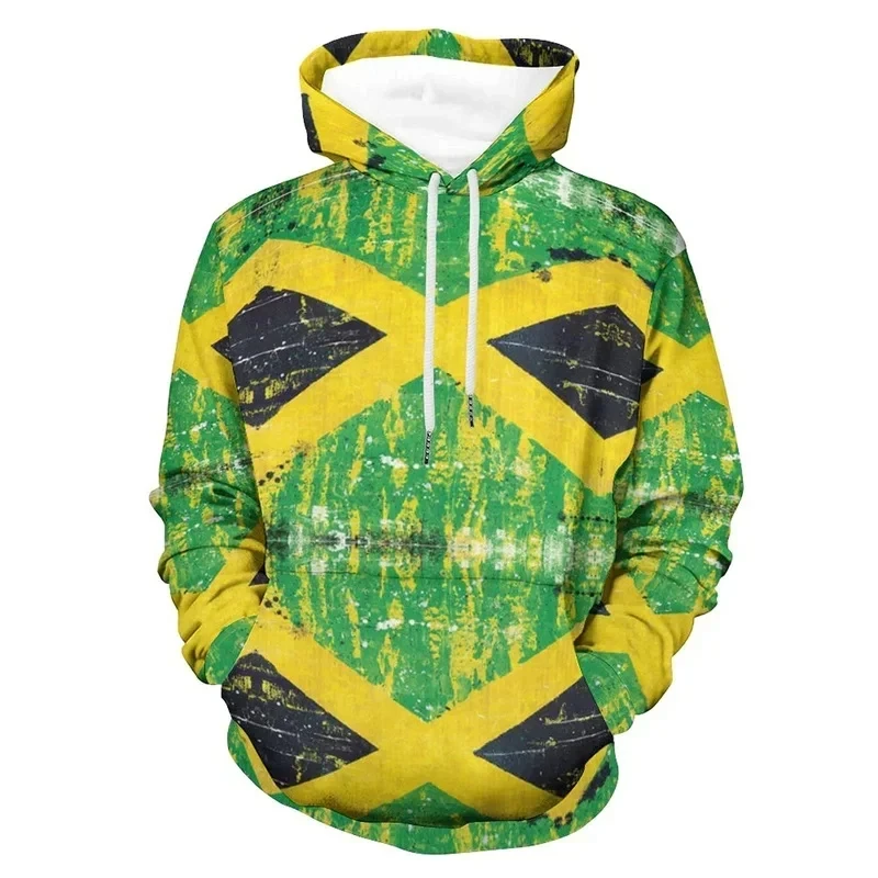 3D Print Jamaica Flag Graphic Hoodies Men Outdoor Casual Pullover Hoodie Long Sleeve Hooded Sweatshirt Autumn New Tops Hoodies