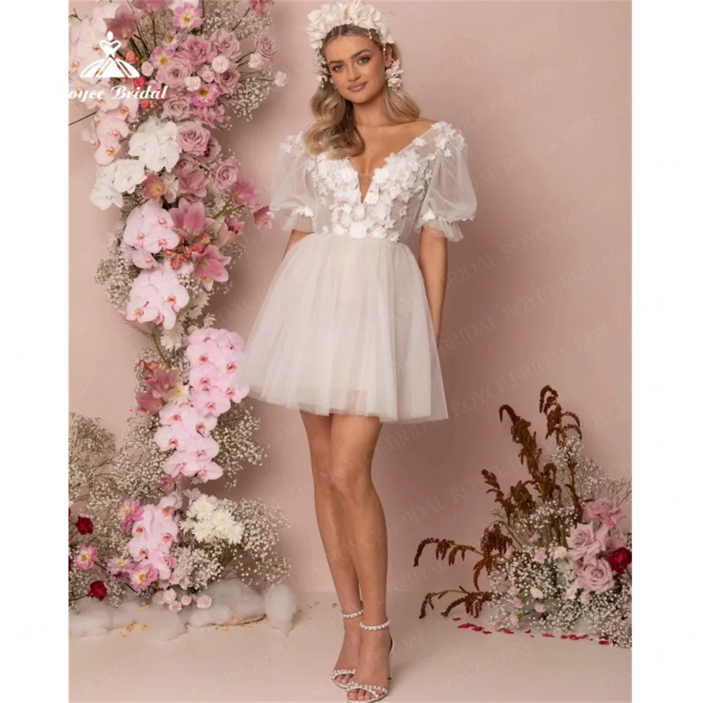 

Roycebridal свадебное платье трапециевидной формы с v-образным вырезом, 2022, кружевное короткое свадебное платье, платья de novia cortos, платье de noiva baratos, платье
