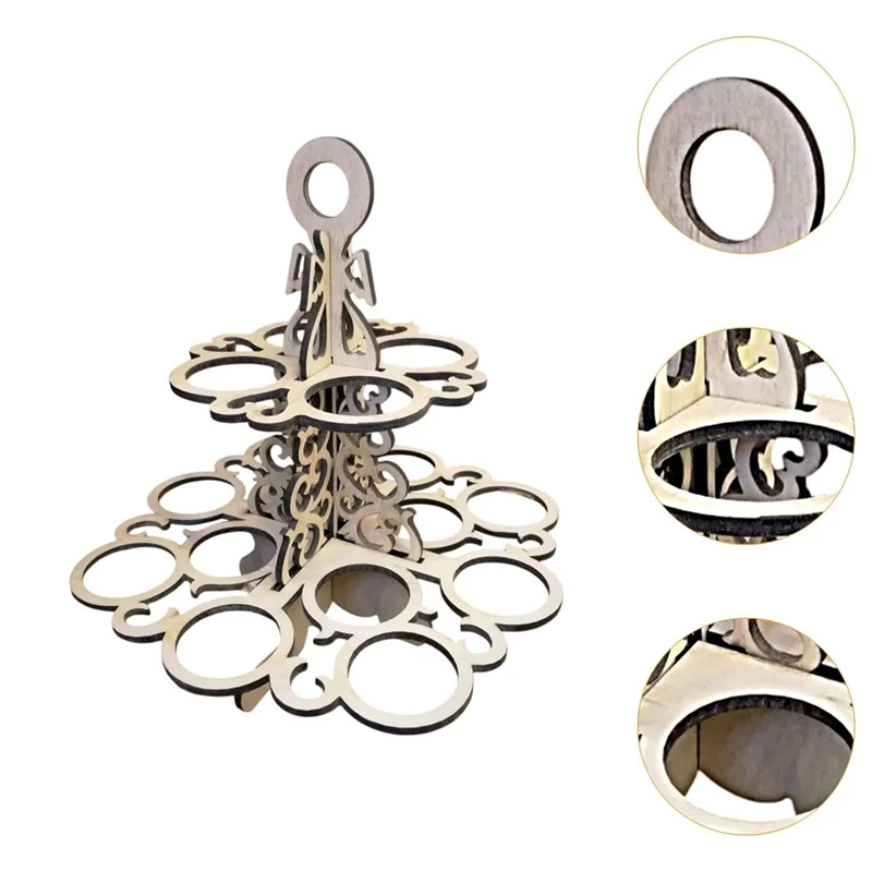 IALJ-بيض عيد الفصح رف حامل قابلة لإعادة الاستخدام زخرفة تخزين 2 الطبقة رف عرض الخشب للمطبخ سطح المكتب كونترتوب