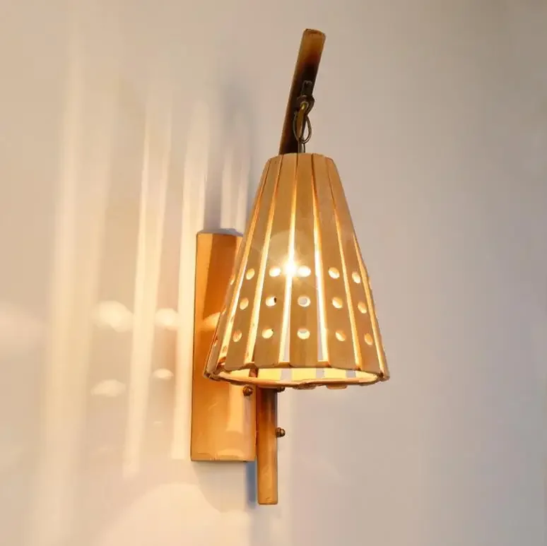 Creative vintage chinese bamboo wall lamp E27 wall sconce light aisle corridor hotel ktichen dinging room restaurant cafe light