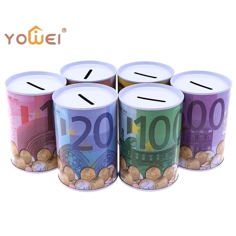 Latest 1pc Euro Dollar Money Box Safe Cylinder Piggy Bank Banks For Coins Deposit Boxes