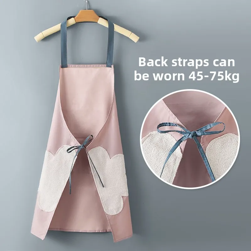 Erasable Thin Version 2023 New Kitchen Home Cooking Apron for Men and Women, Waterproof and Oil-proof, Pink Half-body Apron