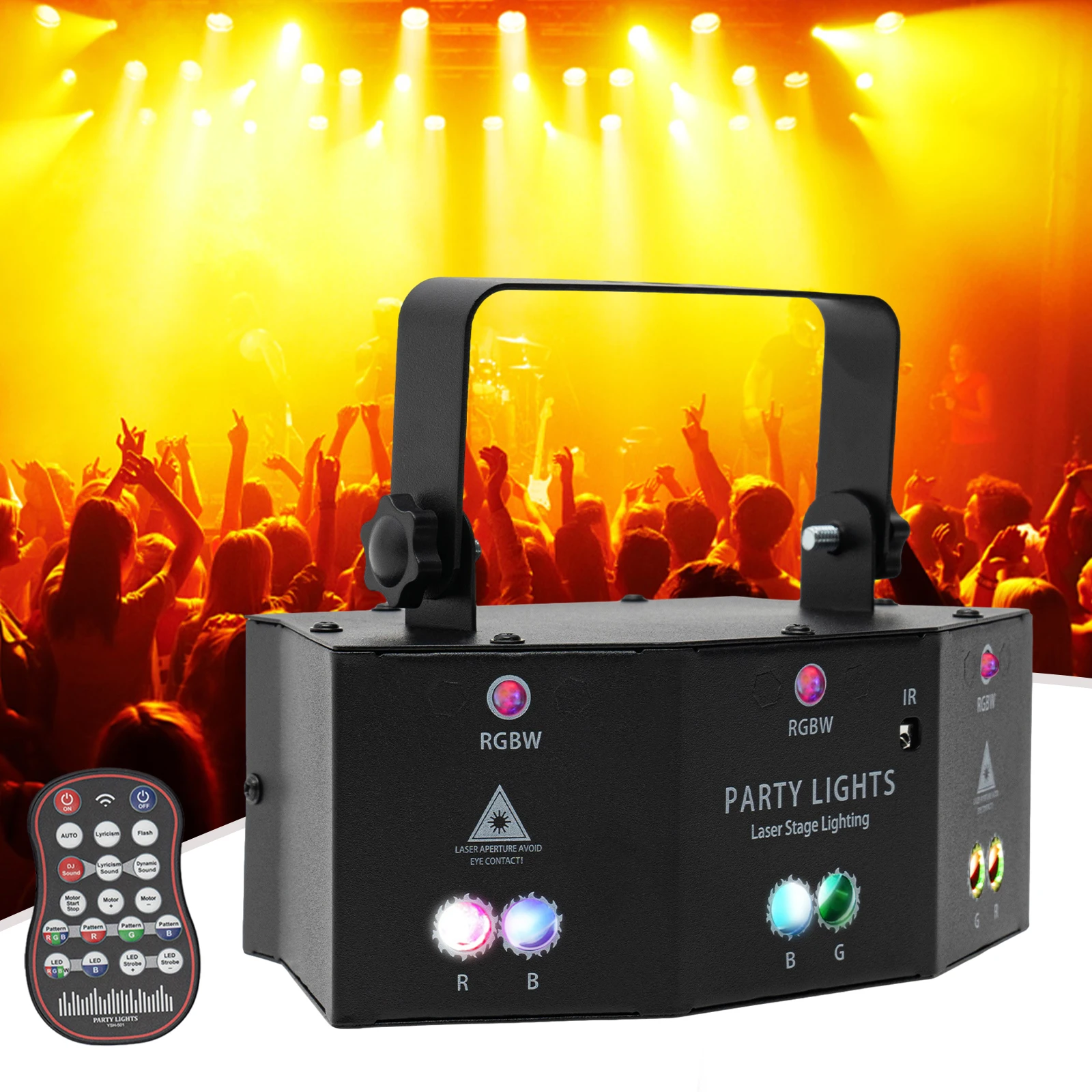 9 Eyes Strobe Stage Light DJ Party Strobe Lights Sound Activated Projector with Multiple Control Modes DMX Music Show KTV Light