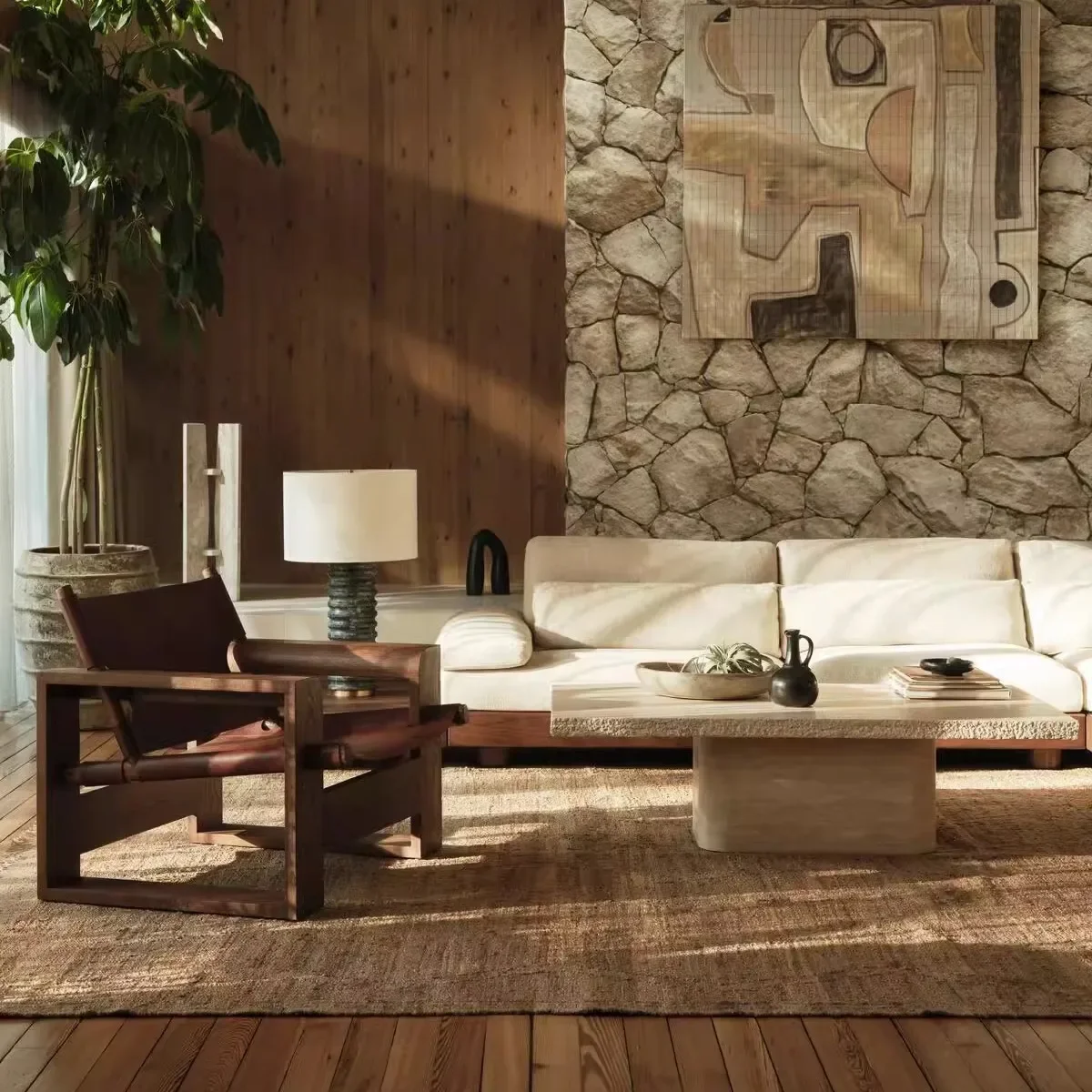 Wabi Sandy Wind Living Room Solid Wood Fabric Sofa Nordic Simple Designer Hotel Model Room Homestay Double Triple Sofa