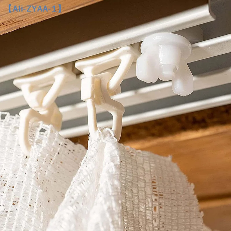 【ZYAA-1】20Pcs White Plastic Curtain Track Stoppers Easy Installation Drapery Rails Sliding Gliders Curtain Fasteners