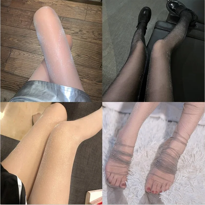 Sexy Women Lolita Sweet Shiny Pearlescent Bling Bling Stockings Bottomed Pantyhose Feamle Girls Glossy Lady Charming Thin Tights