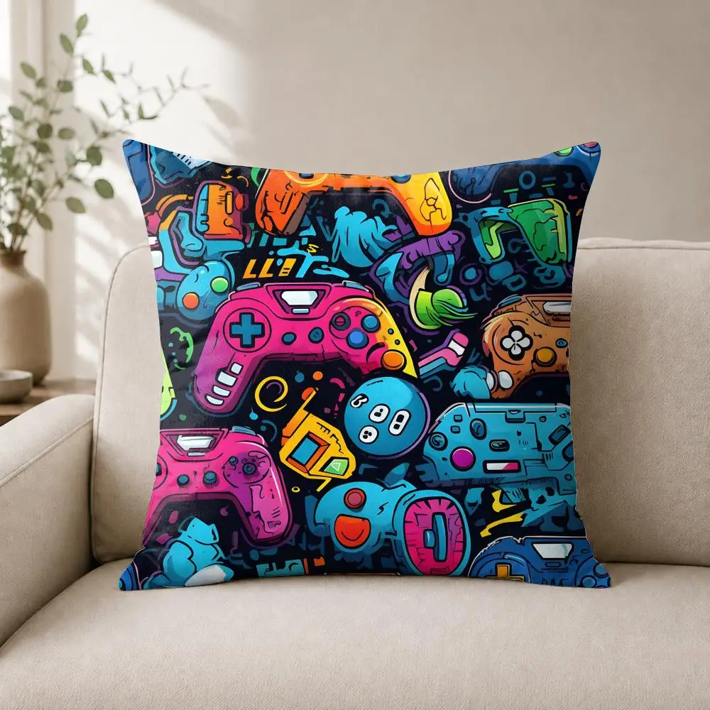 Game H-Handle Cushion Cover Luxury Soft Plush Short Fur Cushion Case Warm Cozy Sofa Bed Decorative Home