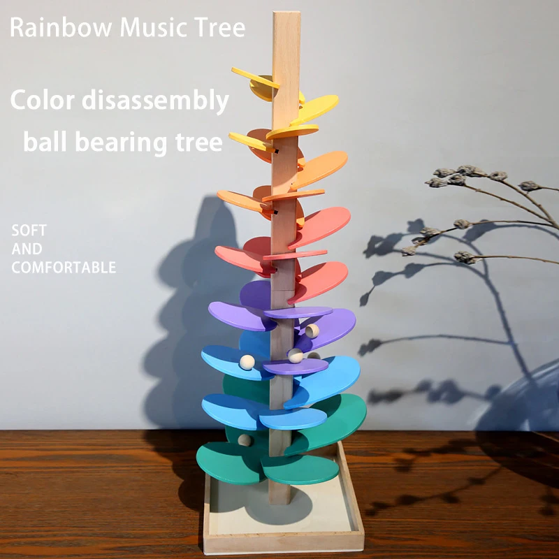 

Colorful Tree Marble Ball Run Track Building Blocks Montessori Kids Wooden Toys Learning Educational Toys for Children 3 Years