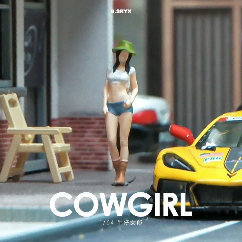 1:64 anime cowgirl mini boneca figura modelo em miniatura fotografia adereços modelo de cena diy mesa areia paisagismo ornamento presente