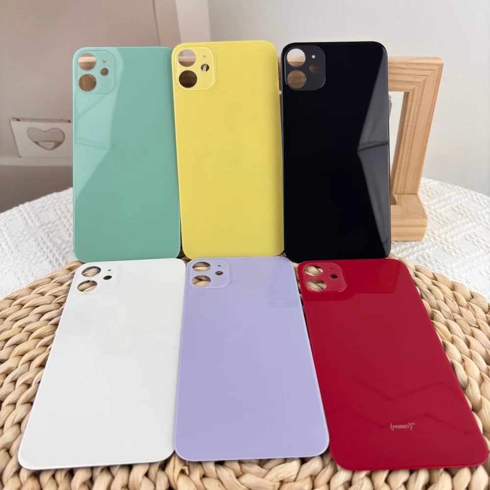 Pour Apple iPhone 11, coque arrière de remplacement en verre, couvercle de batterie, panneau arrière avec trou pour caméra, pièces de réparation multicolores