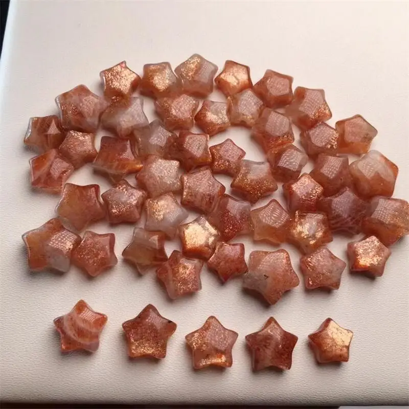 5PCS Natural Golden Sunstone Star Carving Making For Pendant Earring Bracelet Jewelry Gift DIY Accessories 7-10MM