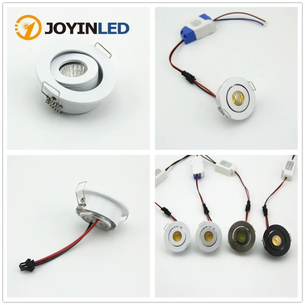 

2/5PCS 40mm Cut Hole Round 3W Dimmable COB Mini Spot LED Downlight Indoor Home Lamps in White Black Silver Satin Nickel