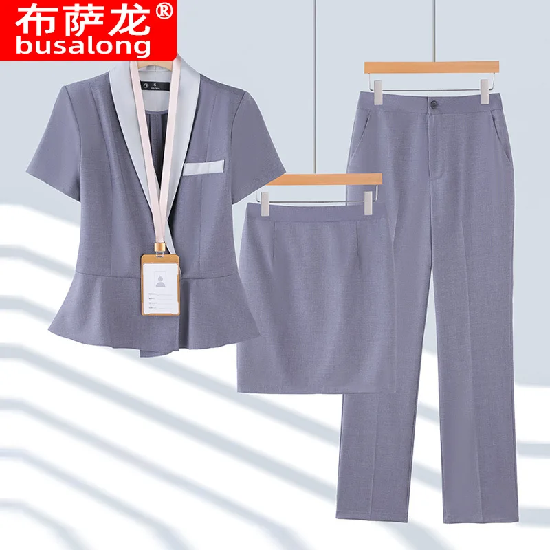 

2025New lightweight summer high-end women's suit, elegant front desk workwear, professional attire, formal women's suit