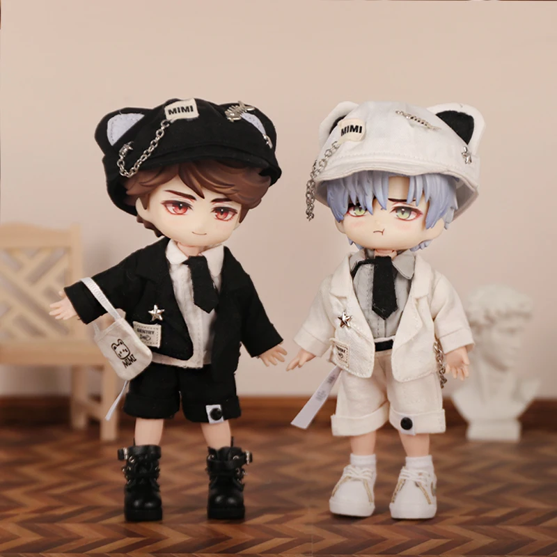 

OB11 Clother Cute Uniform Cat Doll Gentleman Suit Clothes Shirt Tie Decoration Fishbone Razor Hat 12 Points Bjd GSC Body