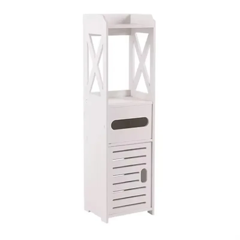 Bathroom Vertical Corner Cabinet Floor Standing Storage Locker for Toilet Vanity Space Saving Organizer Shelf Unit