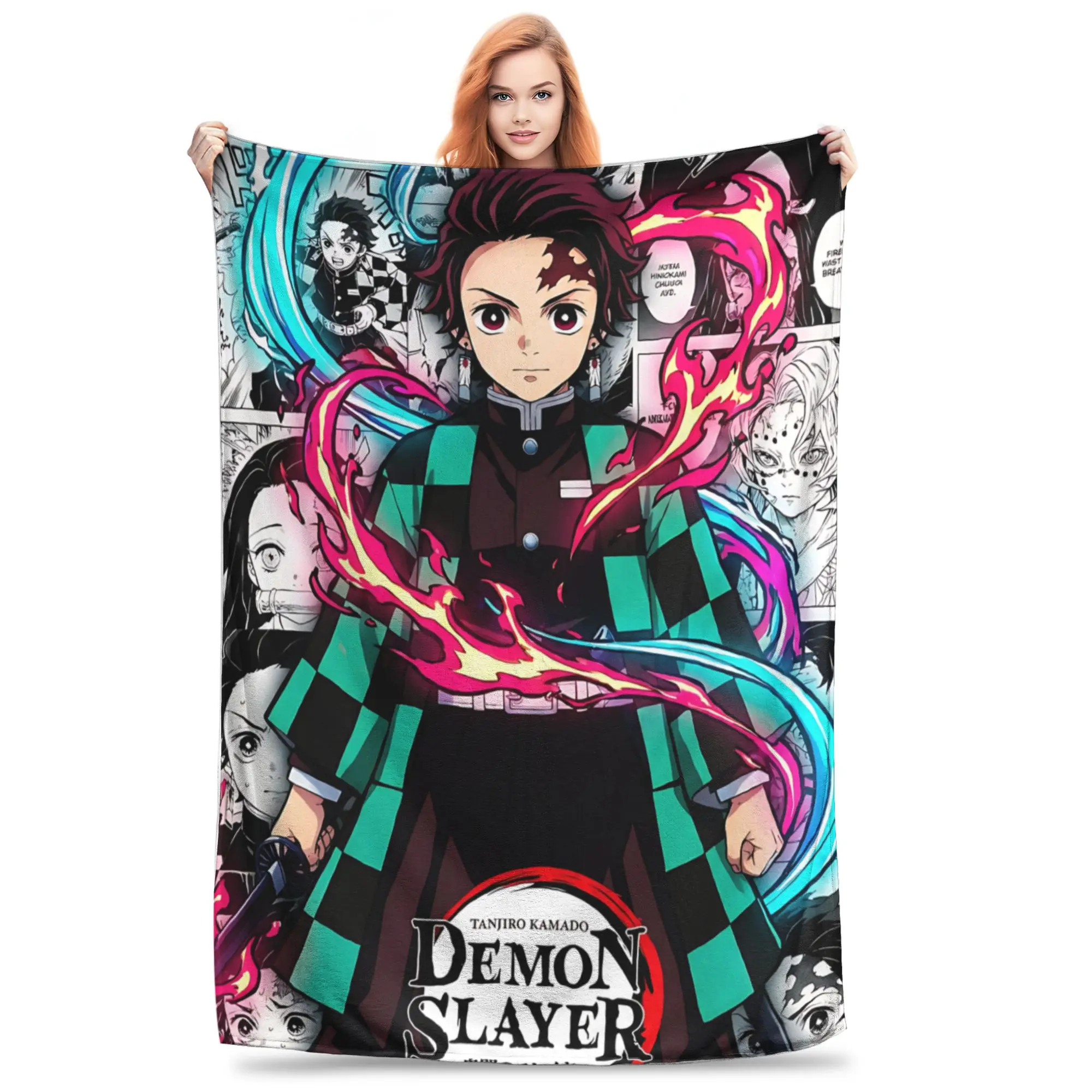 1PC Demon Slayers  Blanket Super Cosy Plush Home Living Room Sofa