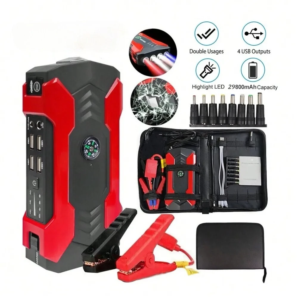 

99800mah Car Jump Starter, Car Battery Charger, 12V Jump Box Jumper Battery Pack, Portable Charger, Emergency LED Light