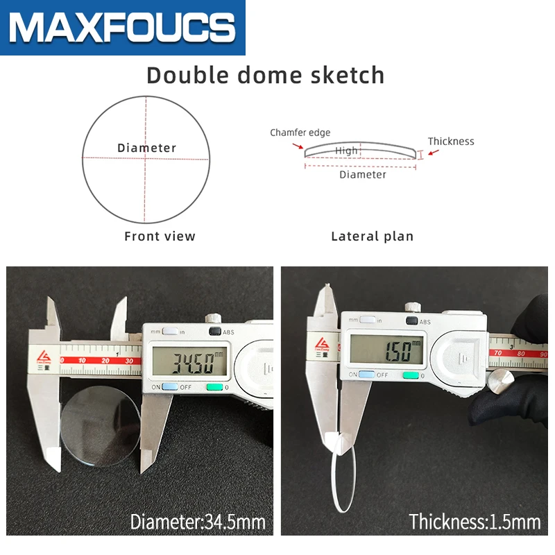 Imagem -03 - Azul ar Sapphire Revestido Relógios Peças de Reparo Cúpula Dupla Anti-scratch Revestimento Anti-refletivo 1.5 mm Diâmetro Grosso 3038.5 mm