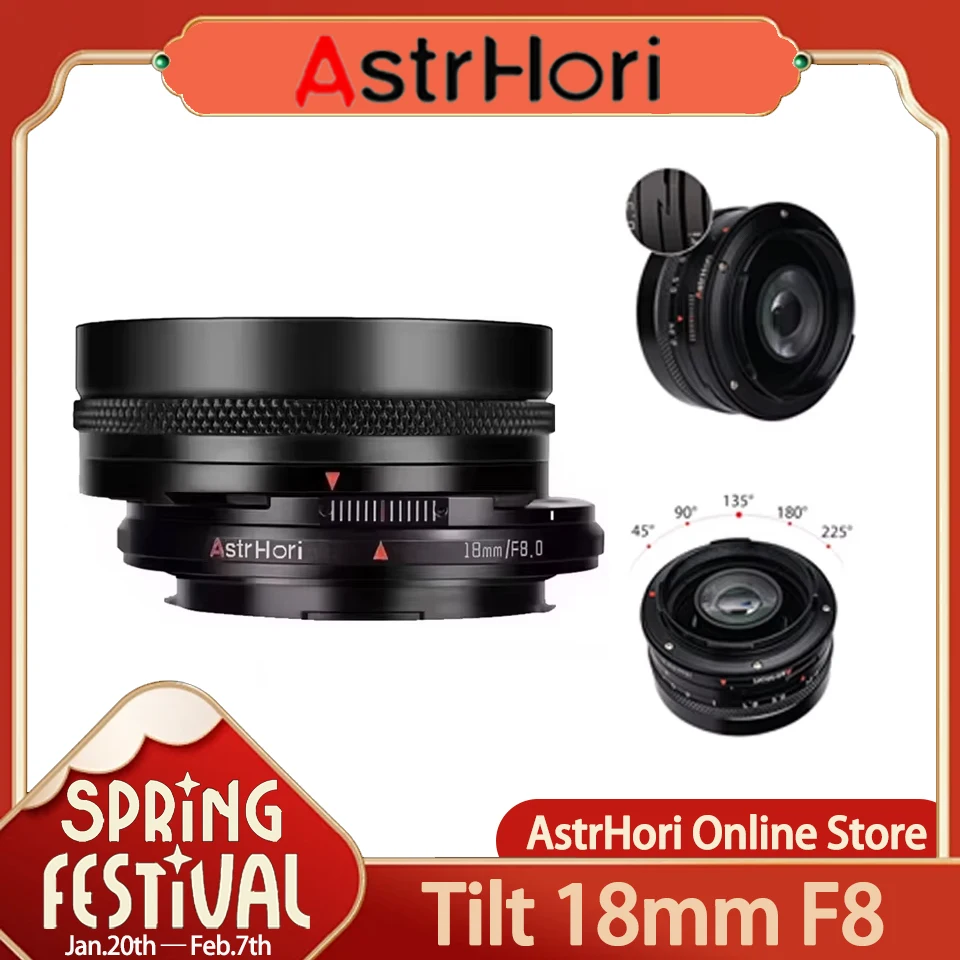 AstrHori Tilt & Shift Lens 18mm F8 Full Frame MF Wide-Angle Shift Lens for Sony A7III Canon R6 Nikon Z50