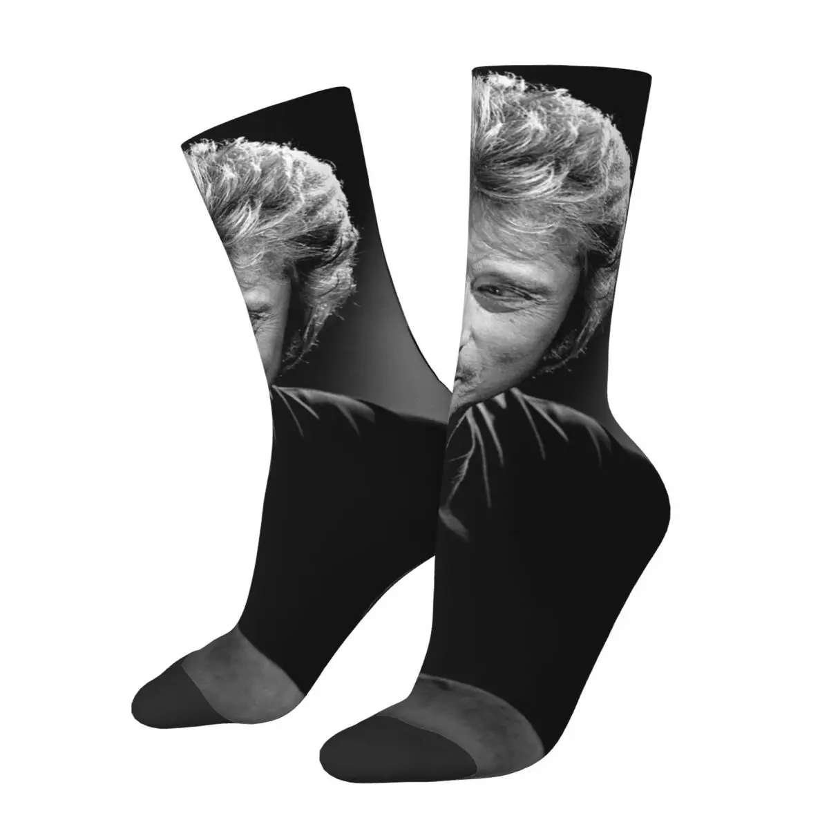 

Cool Johnny Hallyday Basketball Socks French Elvis Polyester Crew Socks for Women Men Non-slip