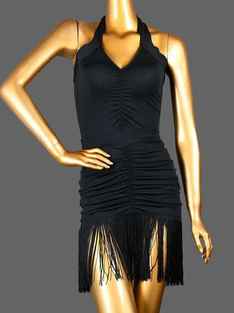 

Women Latin Dance Skirt Chacha Ballroom Rumba Samba Tassels Dancewear Adult Female One Piece Training Performance Costumes