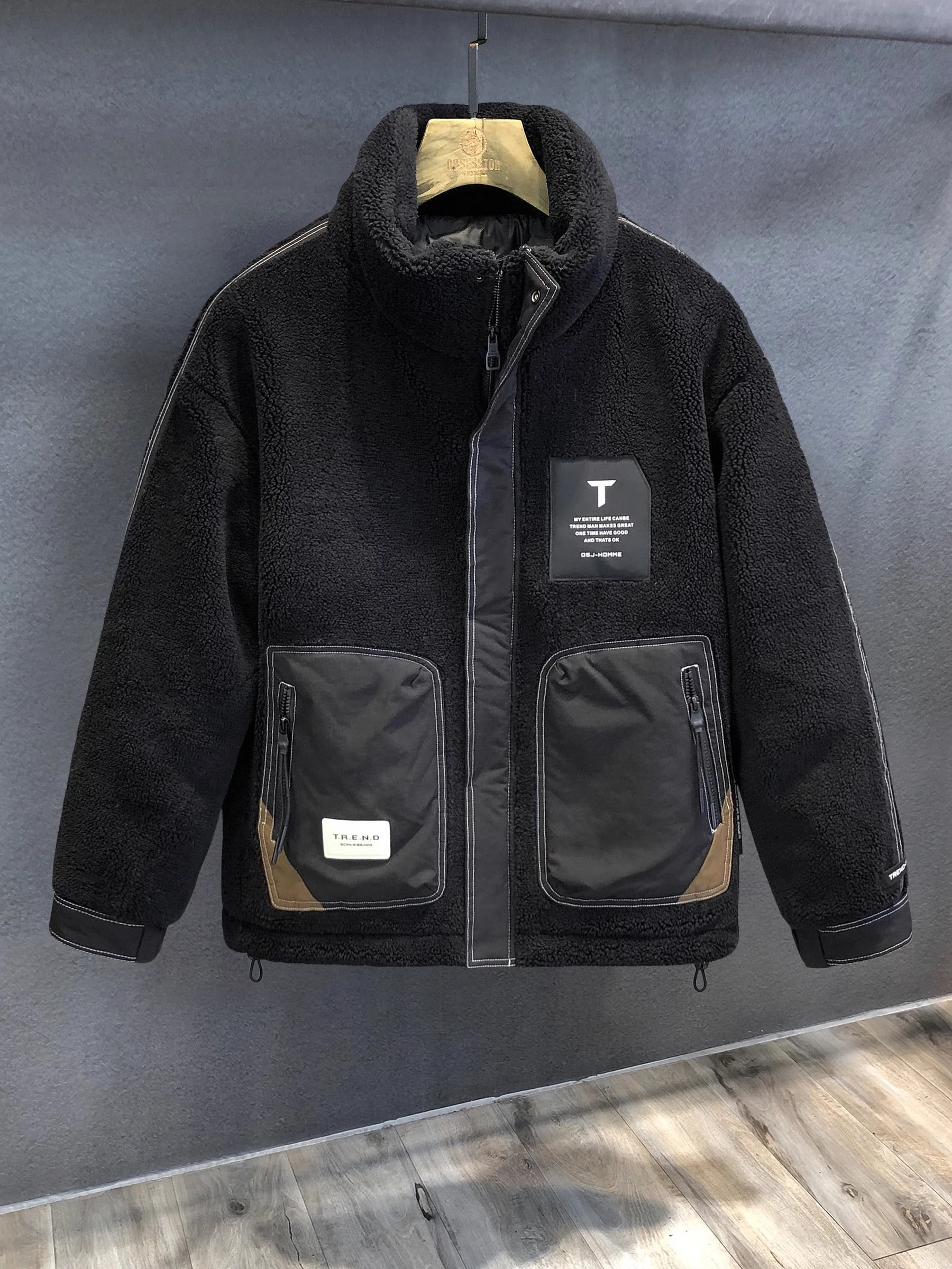 

Мужская утепленная куртка большого размера из овчины с хлопковым наполнителем, теплая, свободного кроя, модная, брендовая, новая мужская модная верхняя одежда