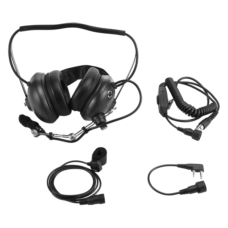 Noise Cancelling Aviation Microphone Headset Walkie Talkie Earpiece Head-Mounted Noise Reduction Ear Covers