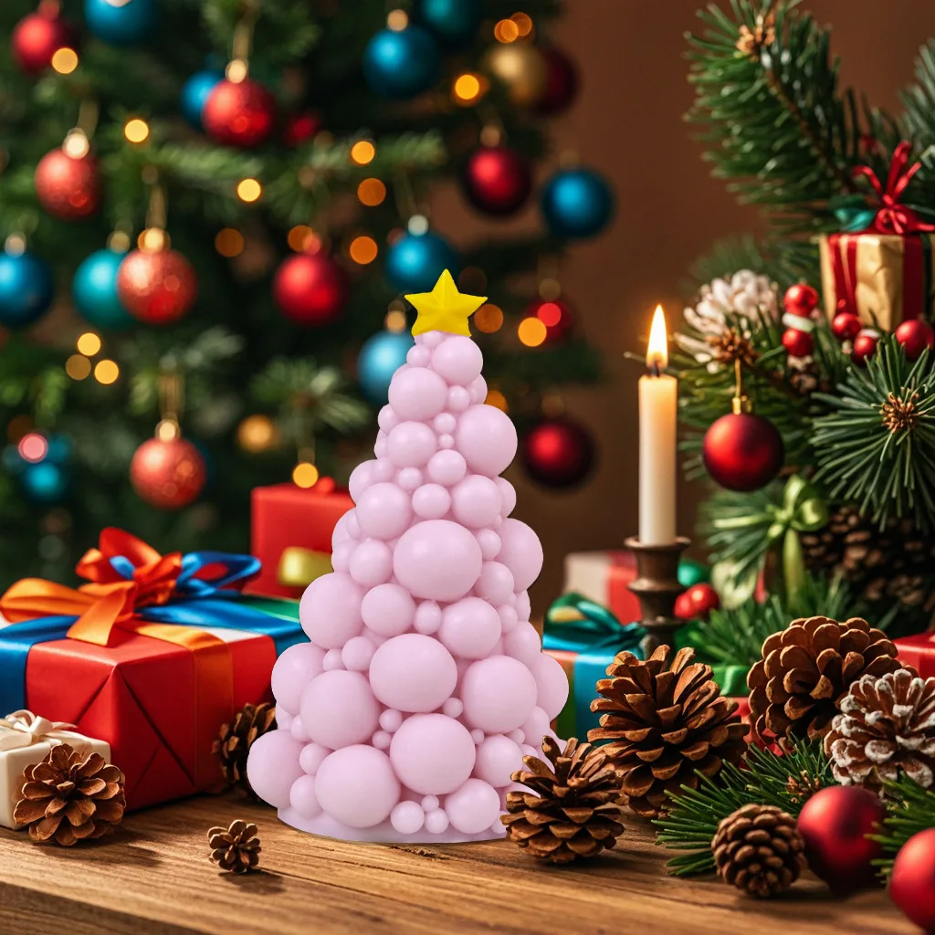 

3D Bubble Christmas Tree Candle Silicone Mold DIY Star Tree Pinecone Aromatherapy Candle Plaster Mould Christmas Decor Gifts