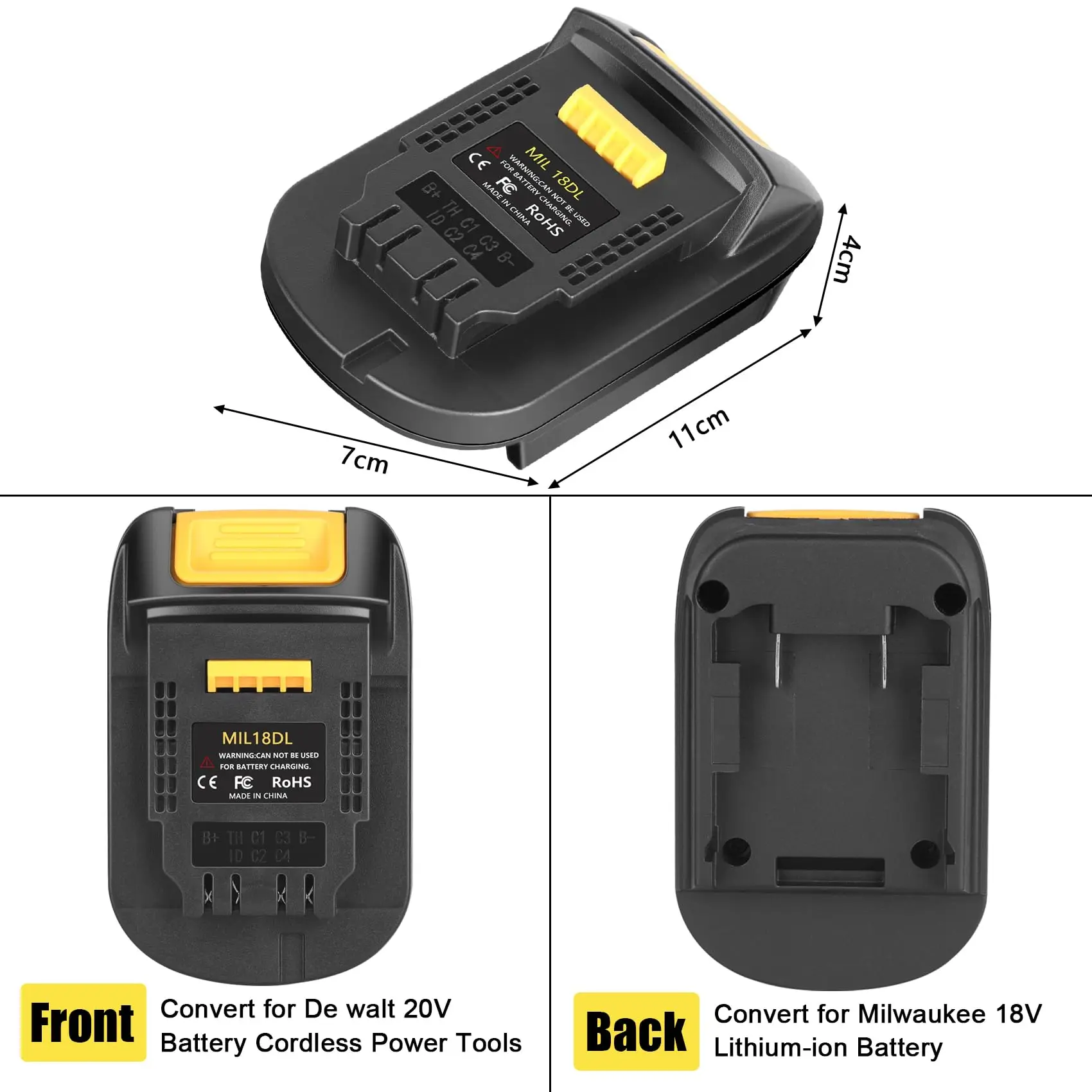 MIL18DL Battery Converter Adapter for Milwaukee to Dewalt Battery Adapter, Convert for Milwaukee 18V M18 Battery to Dewalt 20V