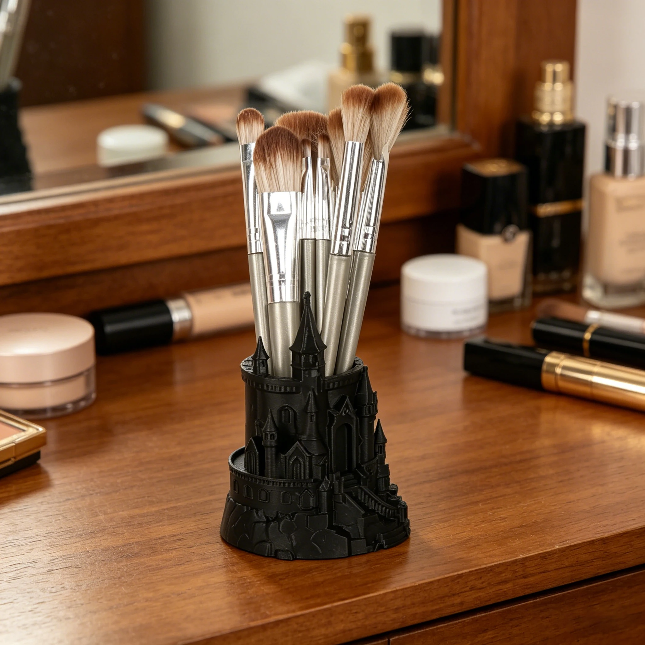 Cross-Border Creative Magic Castle Shaped Pen Holder For Desktop Stationery & Makeup Brush Storage & Decor Scenario view 3