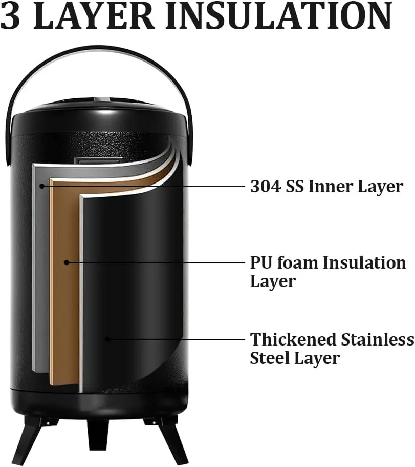 Insulated Beverage Dispenser 3.2 Gallon Hot Beverage Dispenser, Hot and Cold Drink Dispenser