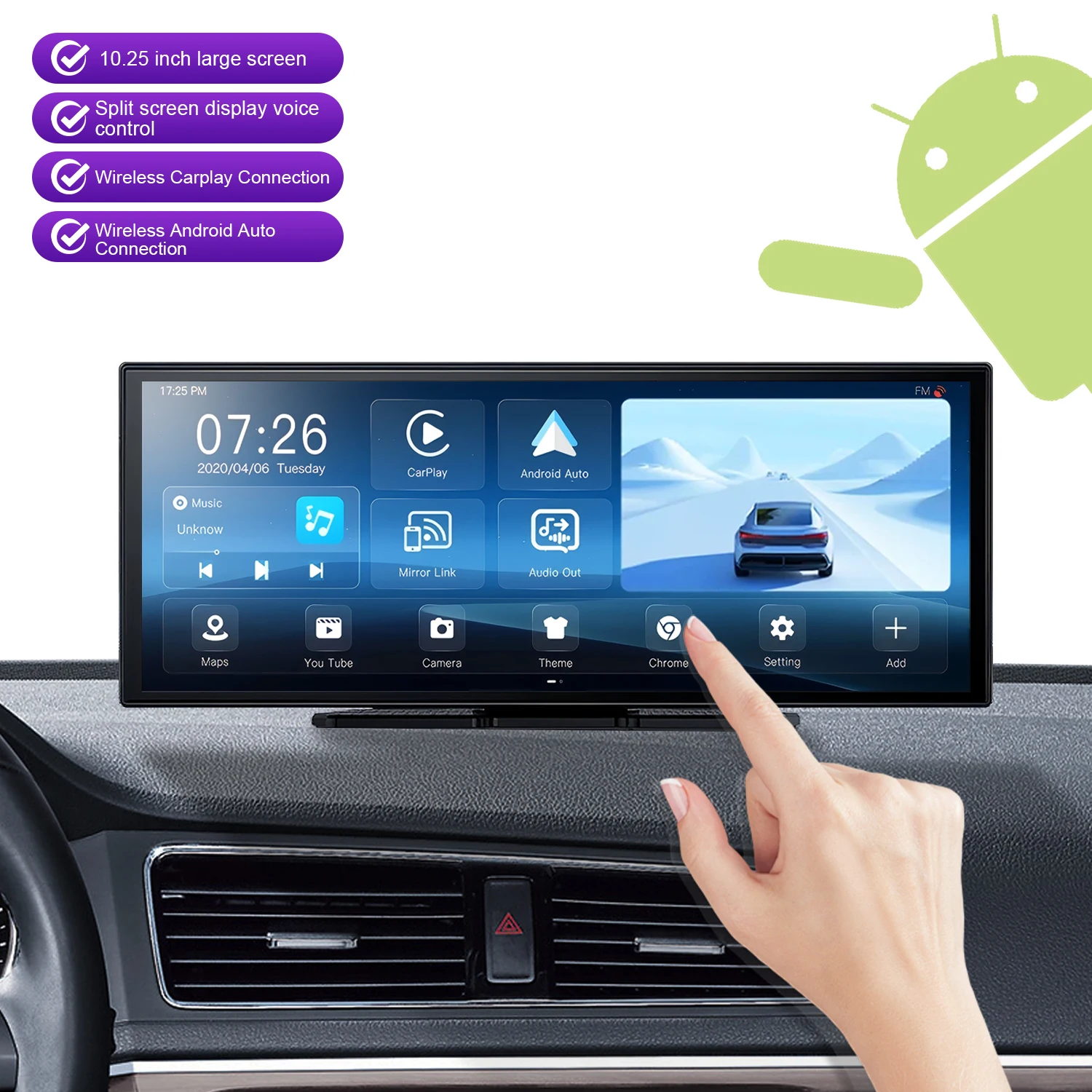 

Universal Car Portable Touch Screen Android 14 GPS Navigator System Wireless Carplay Android Auto Car Dvd Player