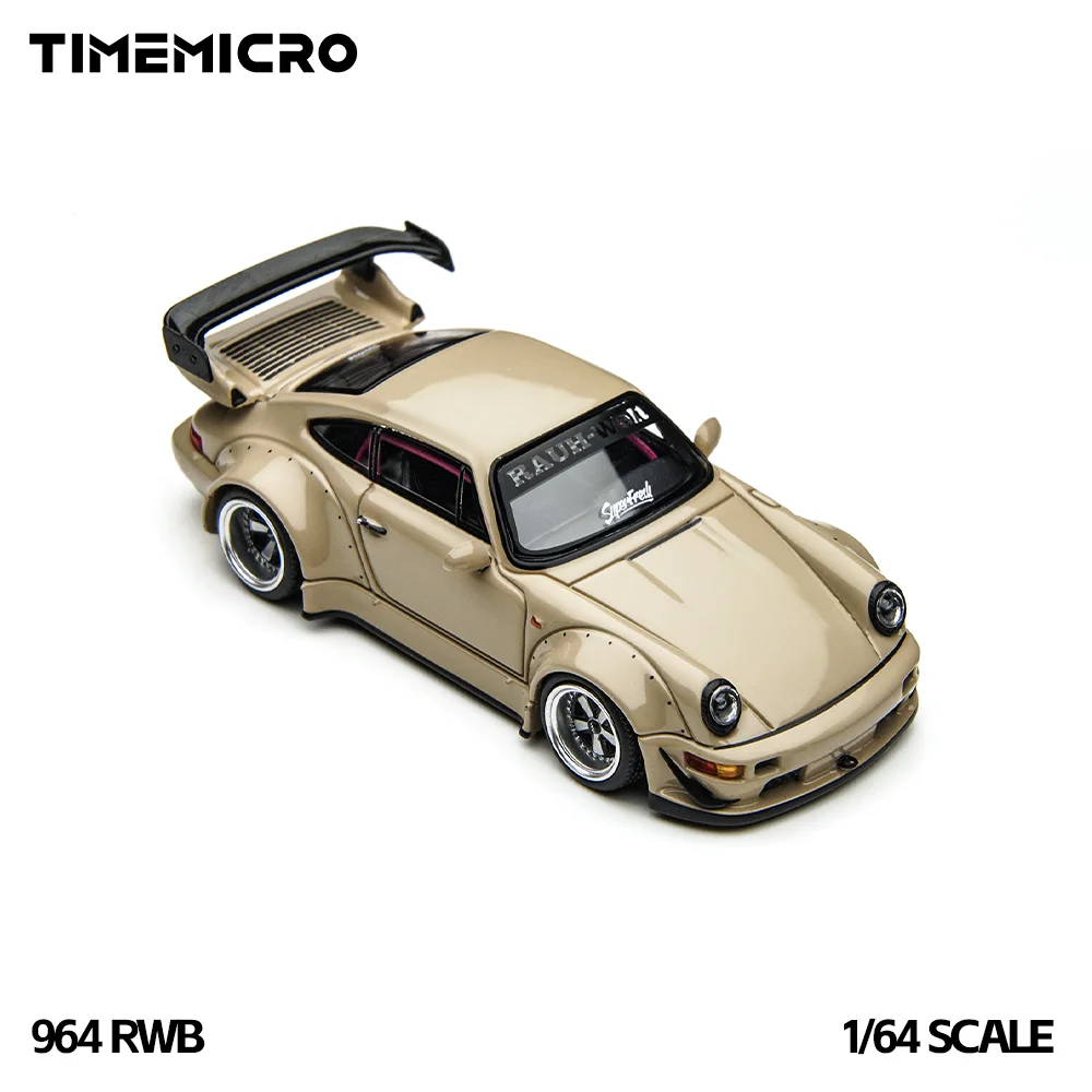 TimeMicro1:64 RWB 964 Beige Gift Box Set Diecast Alloy Simulation Car Model Collectible Toy For Collection Display